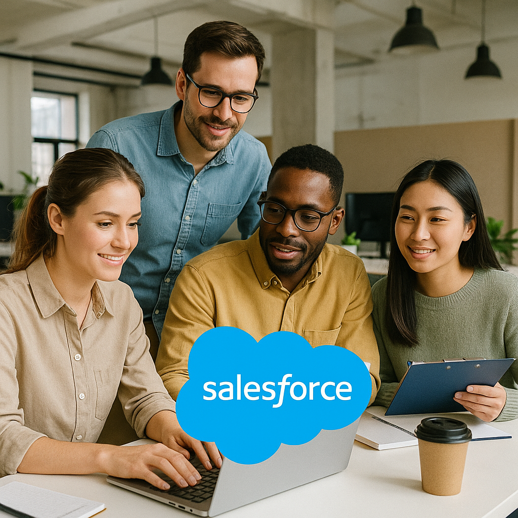 Modern office environment with technology professionals